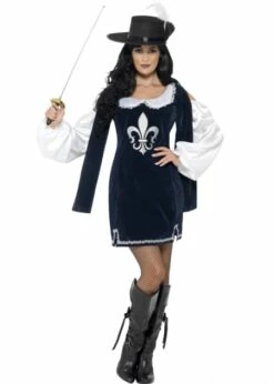 Womens Blue Musketeer Lady Costume -PartyPersona Store womens musketeer costume 02