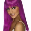 Womens Straight Neon Purple Glamourama Wig 2 Womens Straight Neon Purple Glamourama Wig -PartyPersona Store womens neon purple glamourama wig