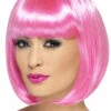 Womens Pink Bobbed Partyrama Wig -PartyPersona Store womens pink partyrama wig