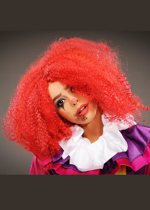 Womens Halloween Red Crimped Killer Clown Wig 4 Womens Halloween Red Crimped Killer Clown Wig - Image 2