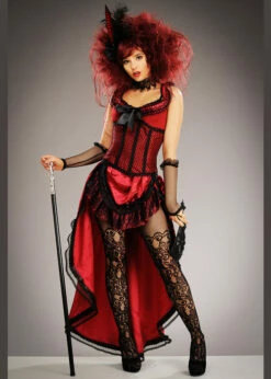 Womens Red Burlesque Showgirl Costume 6 Womens Red Burlesque Showgirl Costume -PartyPersona Store womens red moulin rouge costume 01