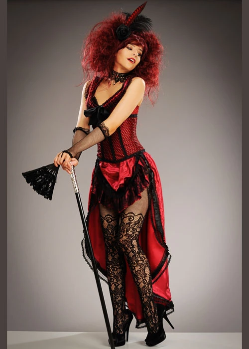 Womens Red Burlesque Showgirl Costume 5 Womens Red Burlesque Showgirl Costume - Image 3