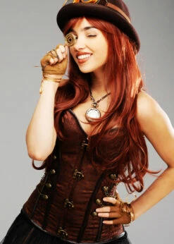 Womens Brown Steam Punk Elegant Corset 7 Womens Brown Steam Punk Elegant Corset -PartyPersona Store womens steam punk corset 02