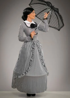 Womens Striped Victorian Lady Costume -PartyPersona Store womens striped victorian lady costume 02