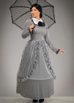 Womens Striped Victorian Lady Costume -PartyPersona Store womens striped victorian lady costume 03