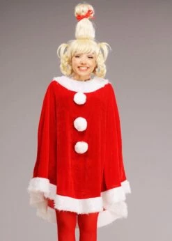 Adult The Grinch Style Cindy Lou Who Costume With Wig -PartyPersona Store womens the grinch cindy lou costume 01