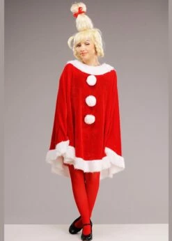 Adult The Grinch Style Cindy Lou Who Costume With Wig -PartyPersona Store womens the grinch cindy lou costume 03