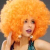 Extra Curly Orange Large 70s Disco Afro Wig -PartyPersona Store xl 1970s orange afro wig