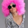 Womens 70s Mega Huge Pink Afro Wig -PartyPersona Store xl pink 70s afro wig bw661