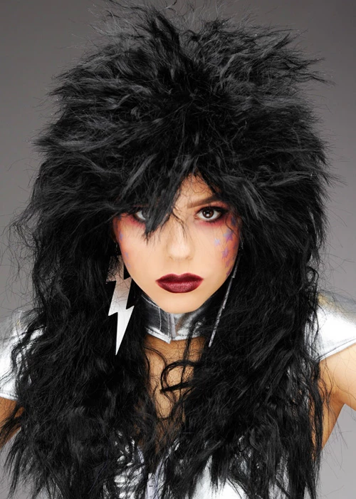 Front Page -PartyPersona Store curly black 1970s glam rock kiss wig